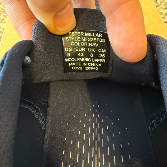 Peter Millar Glide Dark Blue Wool Sneakers with Gray Accents - Picture 4 of 7